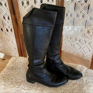 Clarks Black Leather Over-the-Knee Riding Boots